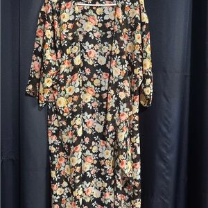 LuLaRoe Black Floral Long Sleeve Dress